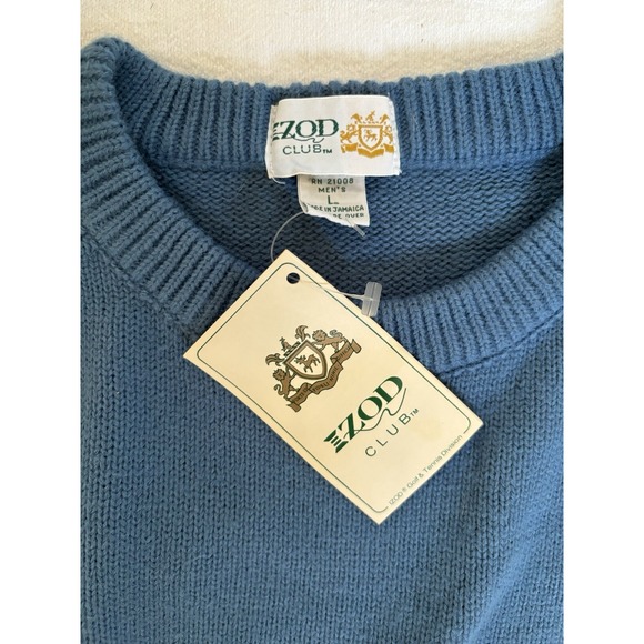 IZOD Club Mens L Vintage Sweater Crew Neck Long Sleeve Blue Cotton Knit Golf - Picture 2 of 8